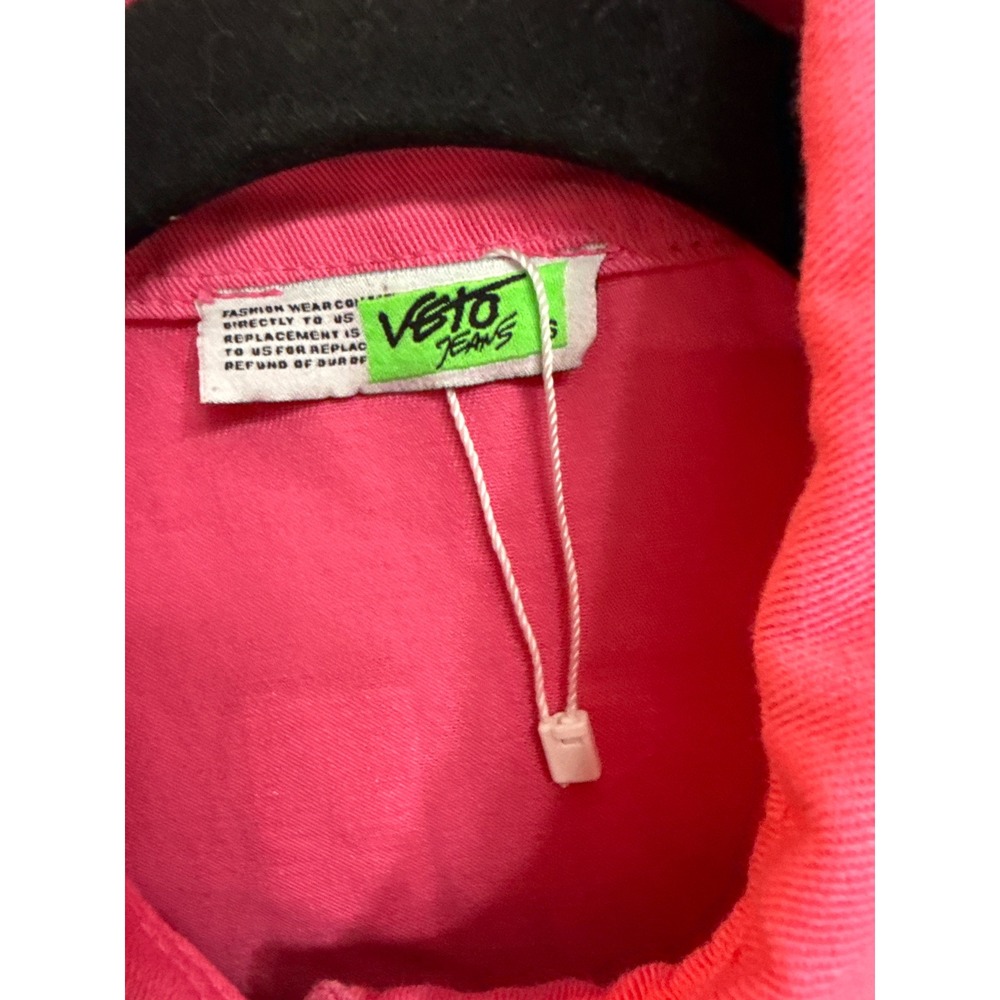 Veto Jeans Vintage Pink Denim Shirt Love Smile Graphic Button Down Oversized L - Picture 3 of 8